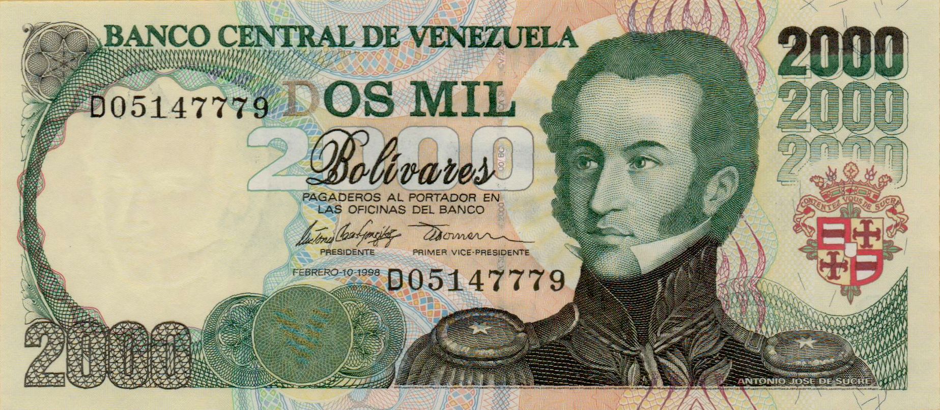 Venezuela 2000 1998 UNC P-77/b